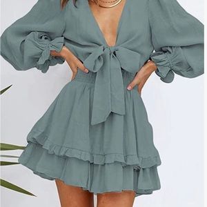 Chiffon Short flowy  Dress/light blue